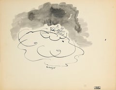 The Storm - Encre et aquarelle originales d'Henri Espinouze - Milieu du XXe siècle