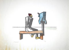 Waiting, lithographie originale de Pietro Morando, années 1960