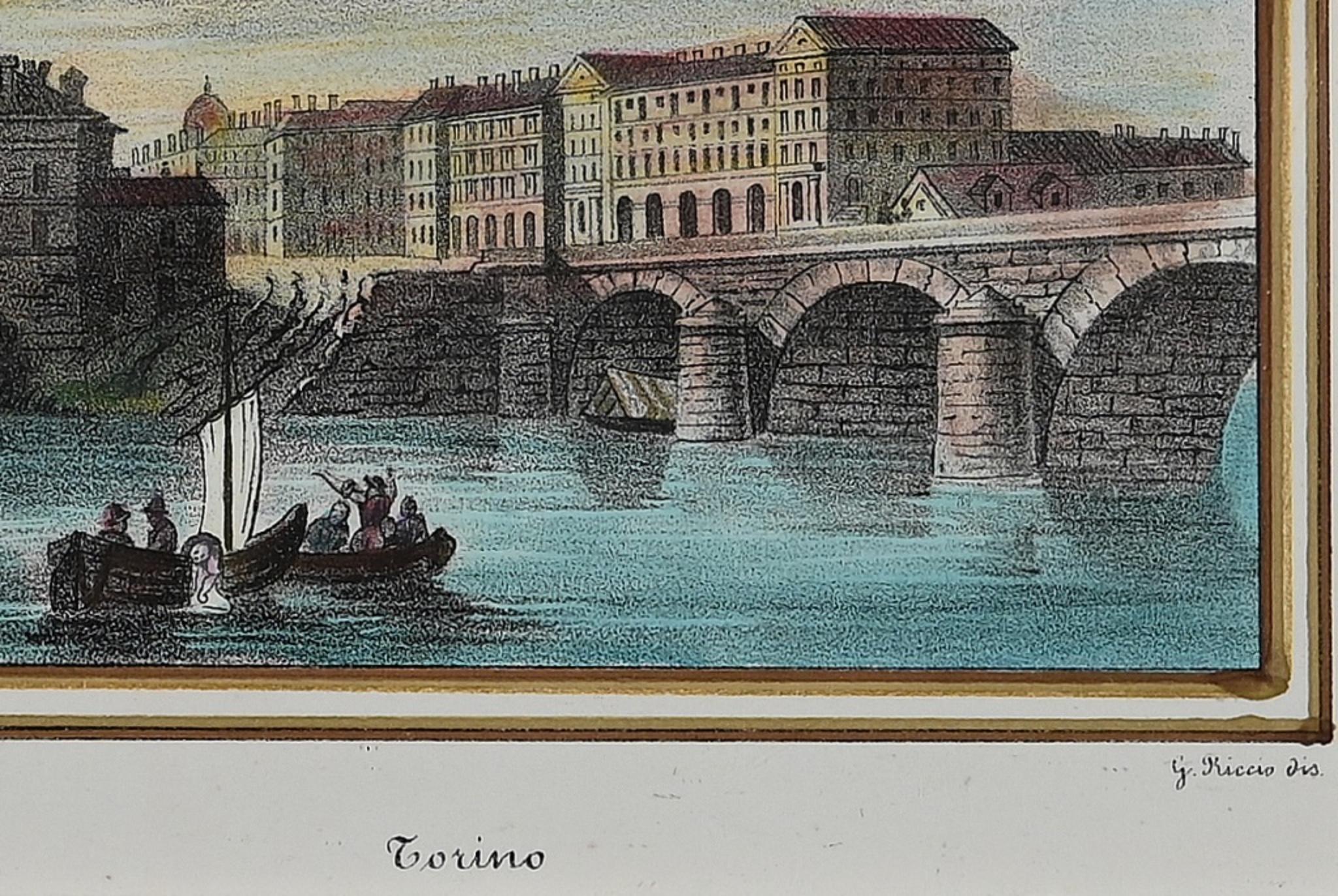 View of Ancient Turin - Lithographie de G. Riccio - 19ème siècle en vente 1