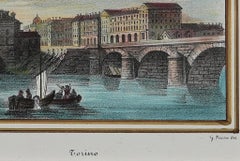 View of Ancient Turin - Lithograph by G. Riccio - 19th Century