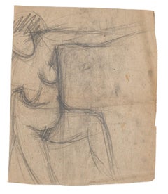 Nudo in posa - Disegno originale a matita di Pierre Segogne - Metà del XX secolo