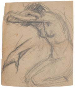 Vintage Posing Nude - Original Pencil Drawing by Pierre Segogne - Mid-20th Century