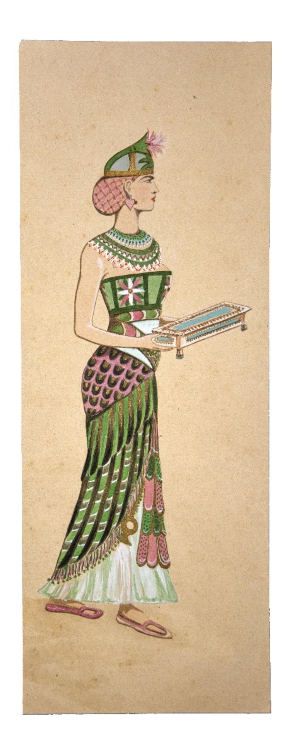 Unknown Figurative Art - Costume for Aida - Tempera and Watercolor - 1920s