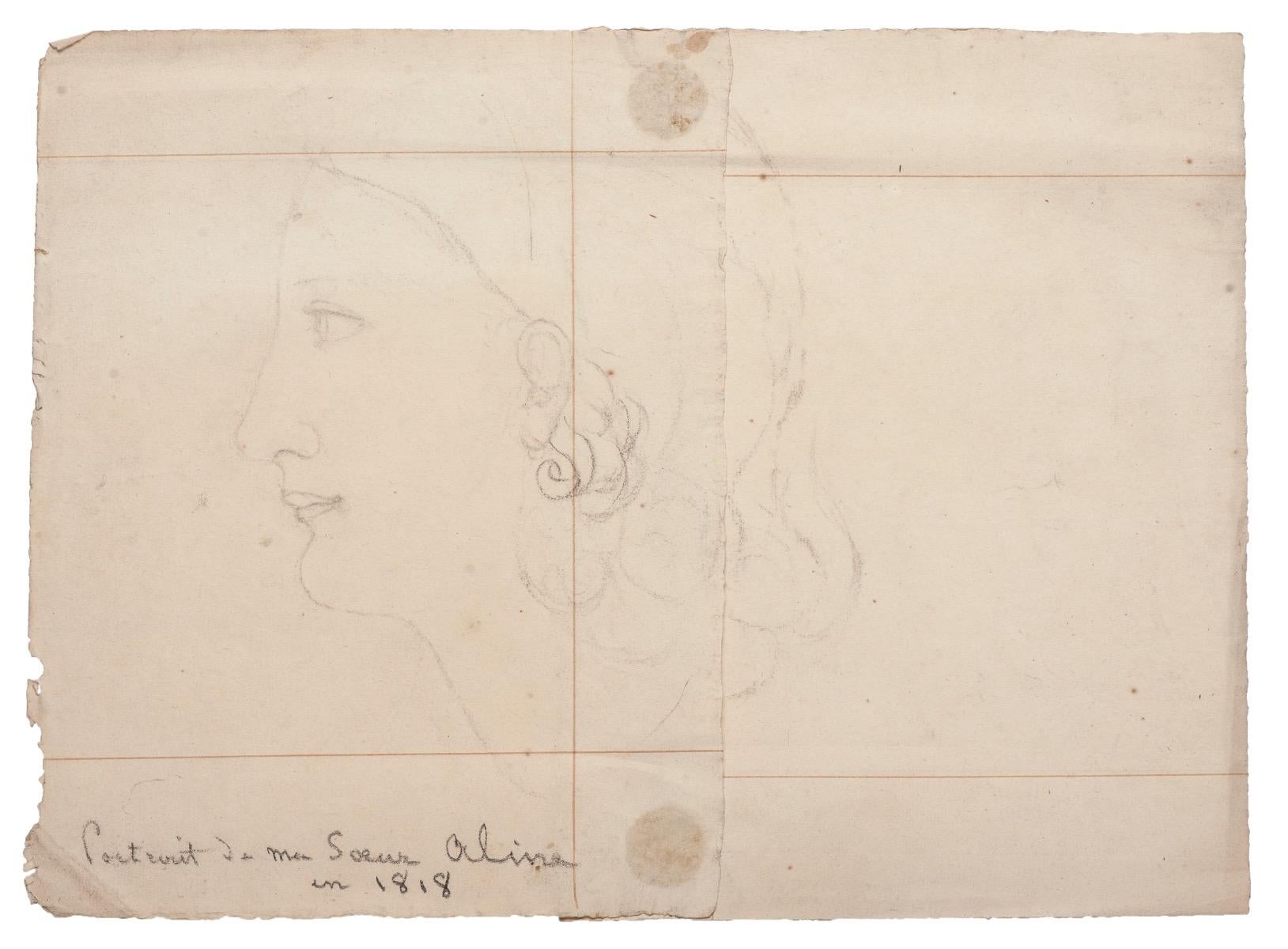 Profile of Woman - Original Pencil Drawing - 1818