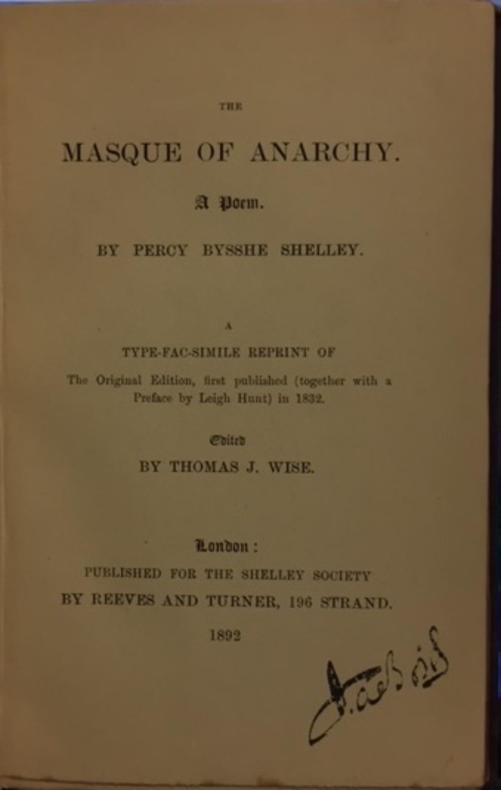 percy bysshe shelley the masque of anarchy