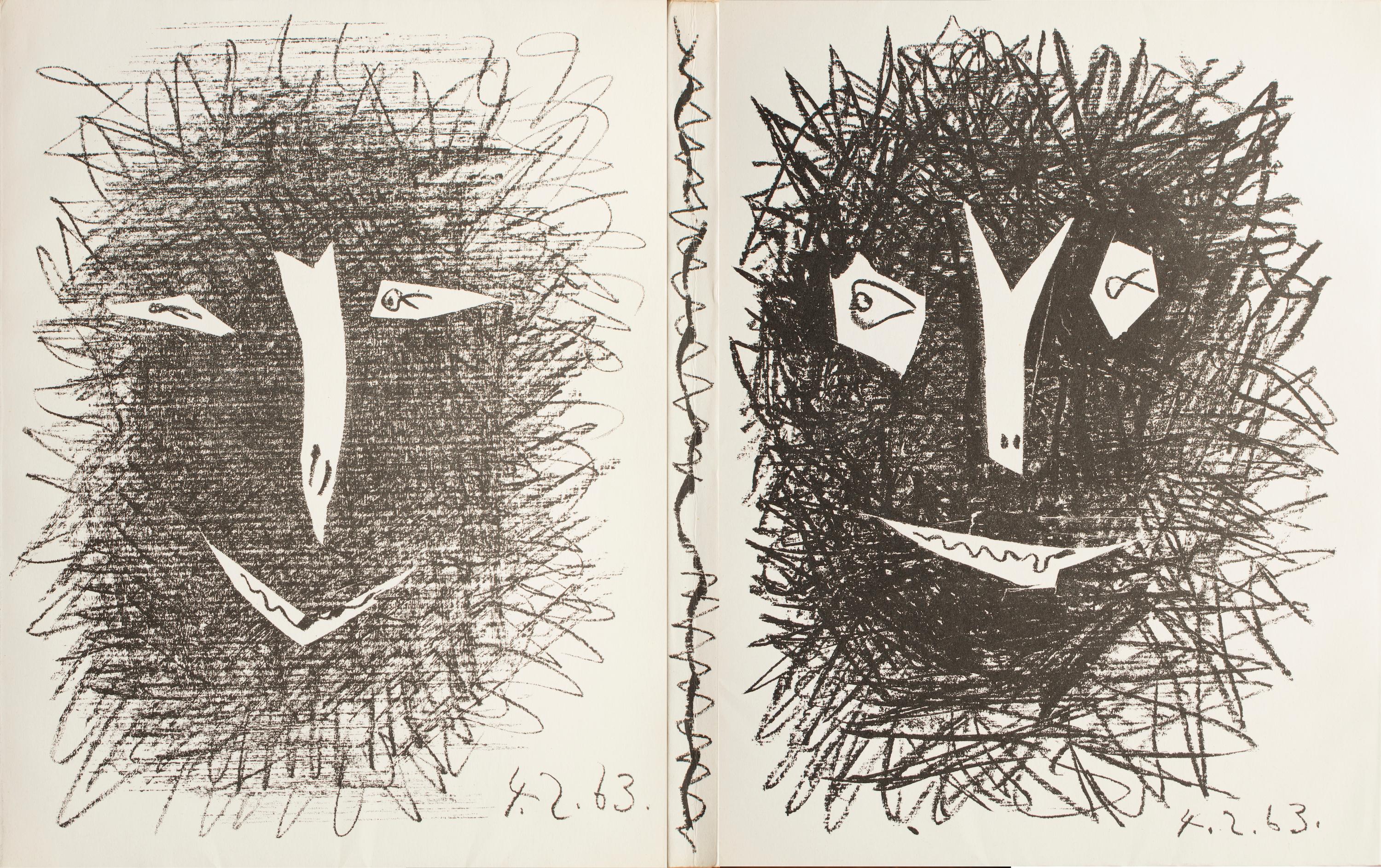 Titre original : "Picasso Lithographe. Notices et catalogue établis par Fernand Mourlot. IV, 1956-1963".

La couverture et le frontispice sont deux lithographies originales réalisées par Pablo Picasso pour cet ouvrage.

Les lithographies signalées