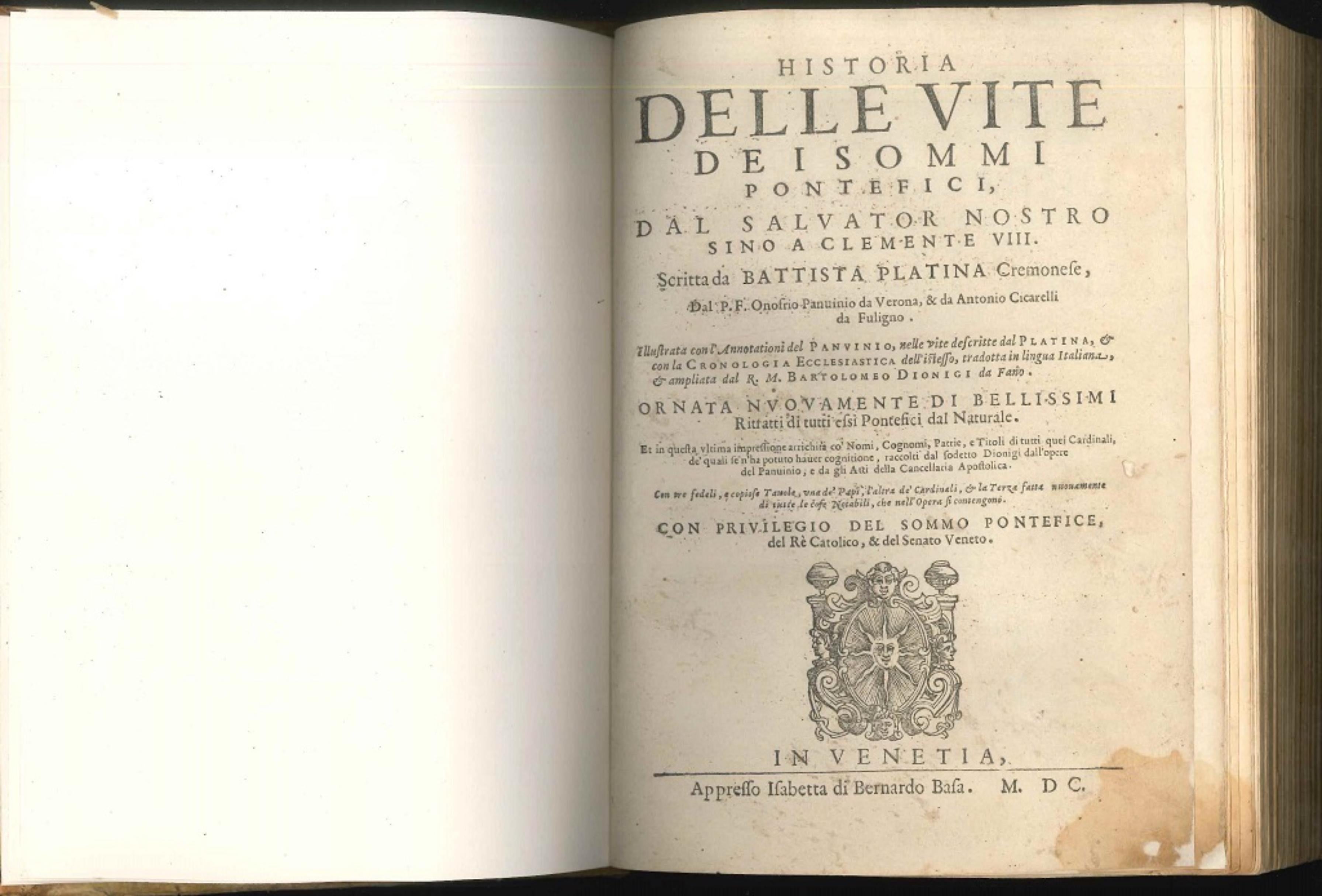 Historia delle vite dei sommi pontefici - Original Rare Book - 1600 - Art by Unknown