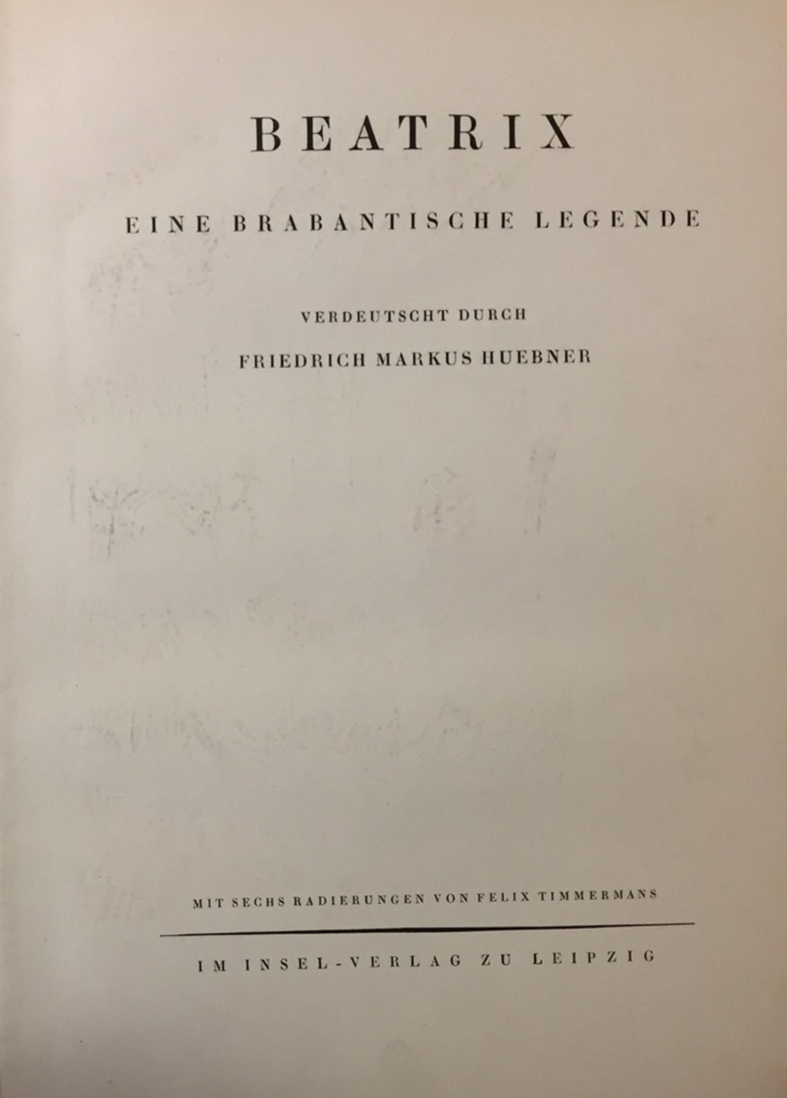 Beatrix, Eine brabantische legende - Illustré par Felix Timmermans - 1921 en vente 2