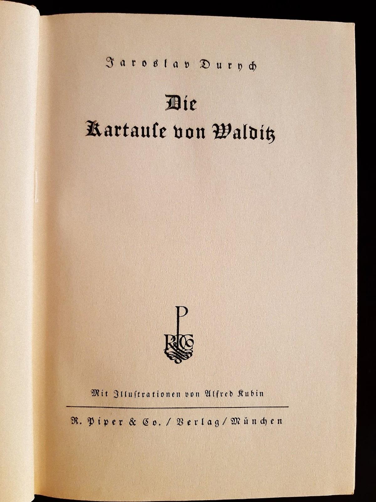 Die Kartause von Walditz is an original modern rare book written by Jaroslav Durych in 1934 and illustrated by Alfred Leopold Isidor Kubin (Leitmeritz, 1877 – Zwickledt, 1959).

Original First Edition.

Published by Piper, München.

Format: small