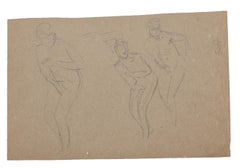 Antique Figures of Women - Original Pencil by Charles Lucien Moulin - Early 20th Century