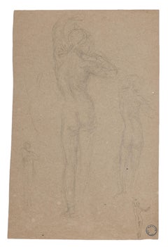 Figure di donne - Matita originale di Charles Lucien Moulin - Inizio XX secolo