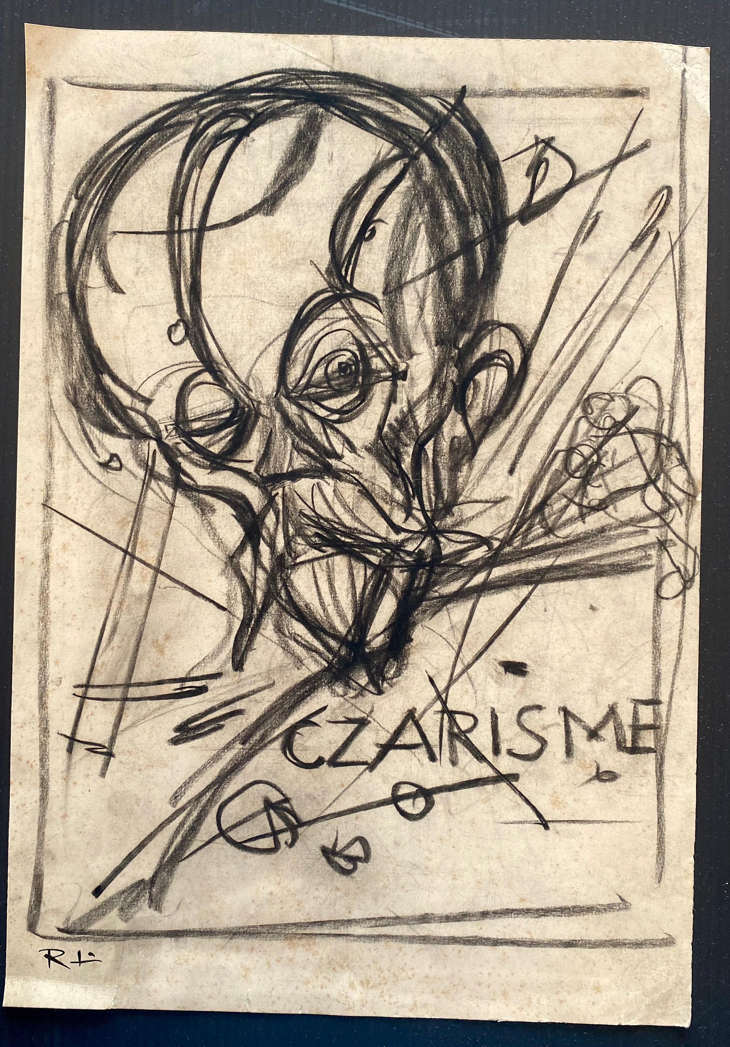 Czarisme ist eine Originalzeichnung in Bleistift und Feder von Gabriele Galantara.

Guter Zustand bis auf diffuse Stockflecken und zwei Ausrisse am unteren Rand.

Das Kunstwerk wird mit sicheren Strichen und perfekten Schraffuren