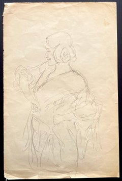 Figures - Original Drawing in Pencil by Karl Hauny - 1950s