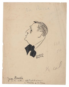 Porträt - Originalzeichnung von Georges Bastia - Anfang des 20. Jahrhunderts