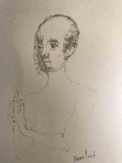 Portrait - Original Pen Drawing by by François Heaulmé - Late 20th Century