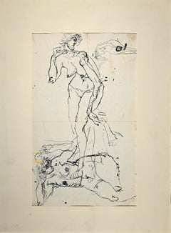 Nude Figures - China Ink drawing by Sergio Barletta - 1958