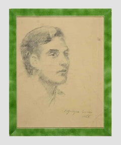 Porträt eines Mannes – Original Kohlezeichnung von Dimitri Godycki Cwirko – Dimitri Godycki – 1966