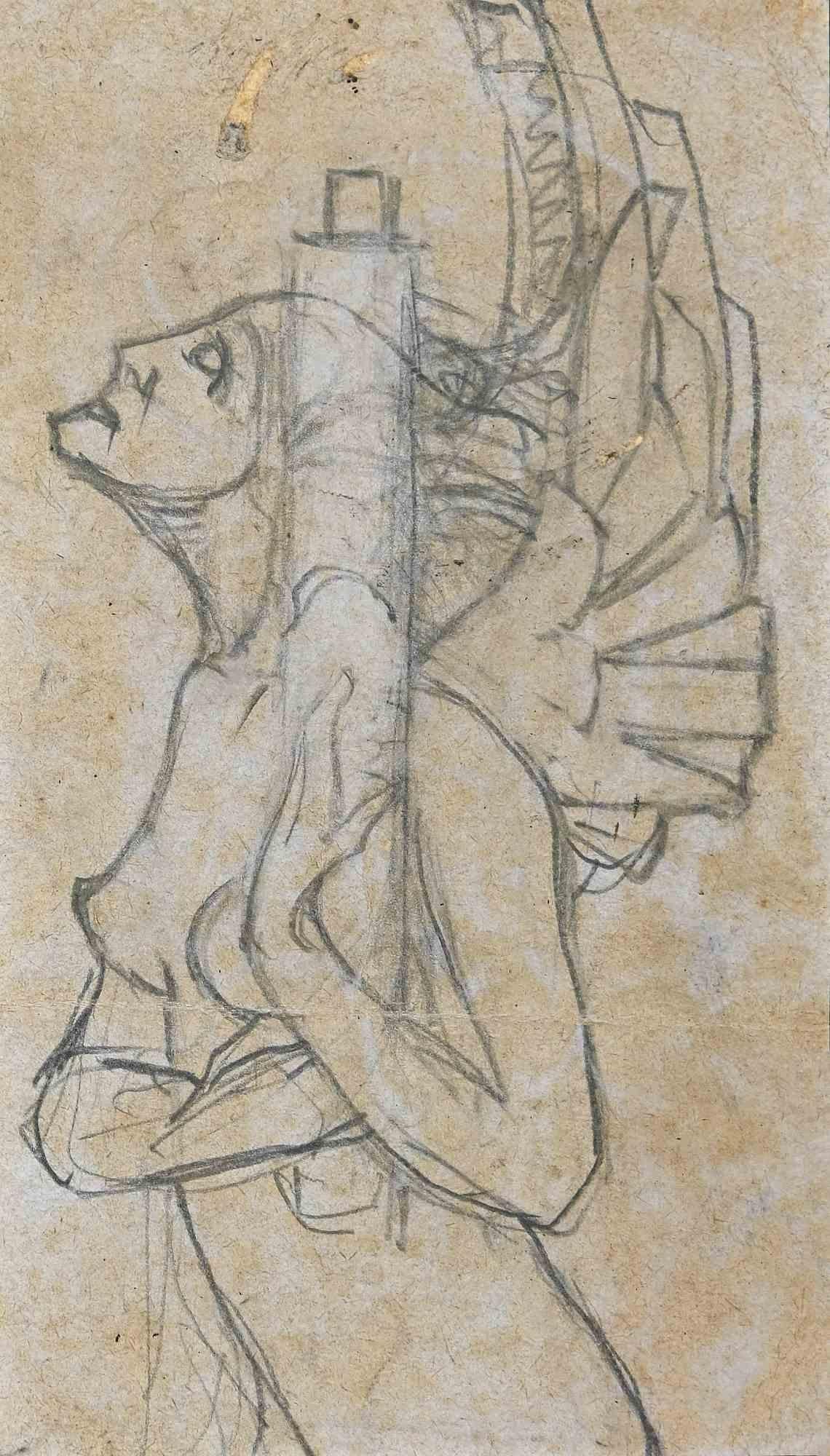 Unknown Figurative Art - Dancer - Original Pencil Drawing - 1920