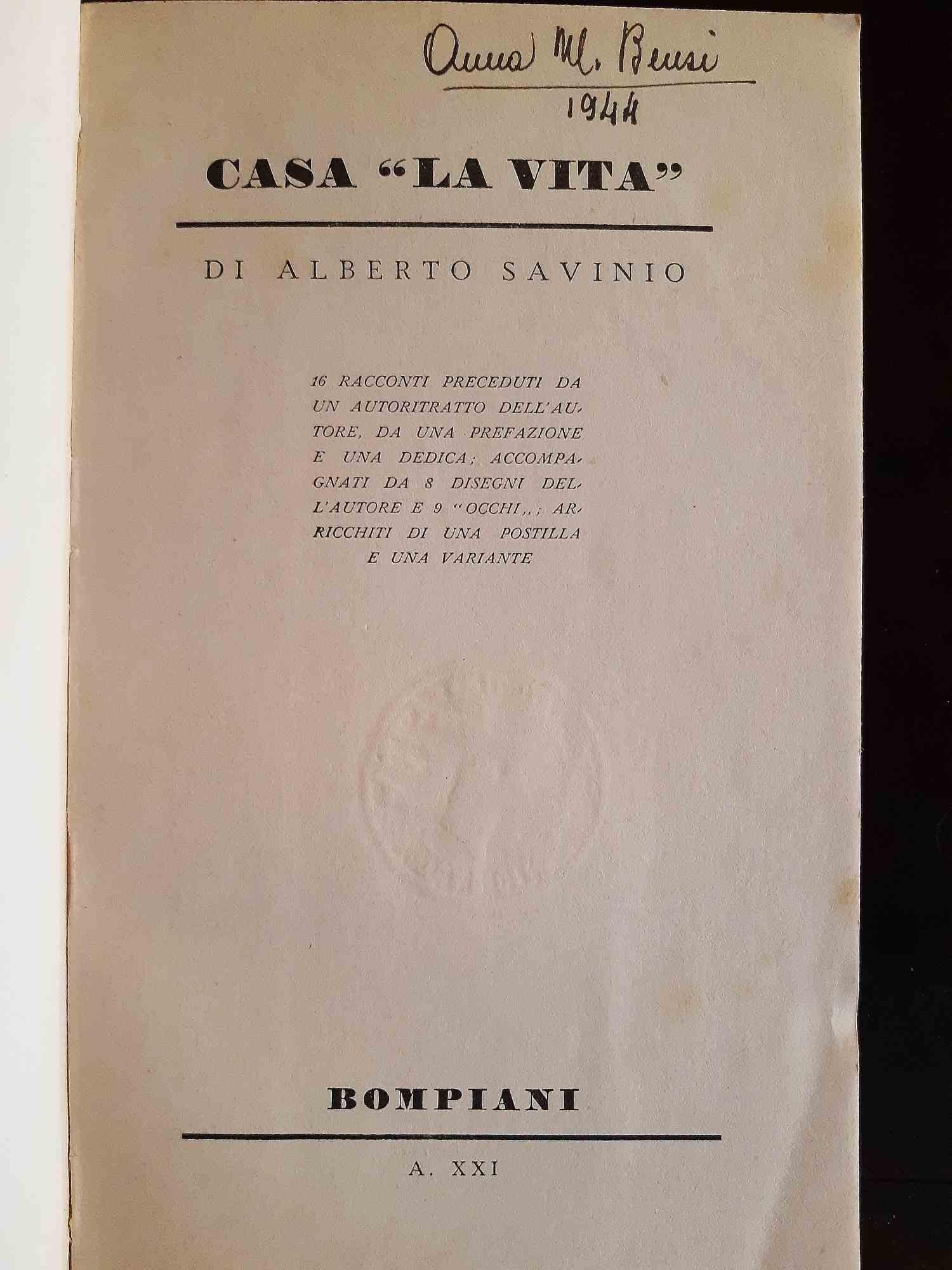 Casa la Vita - Livre original rare illustré par Alberto Savinio - 1943 en vente 3