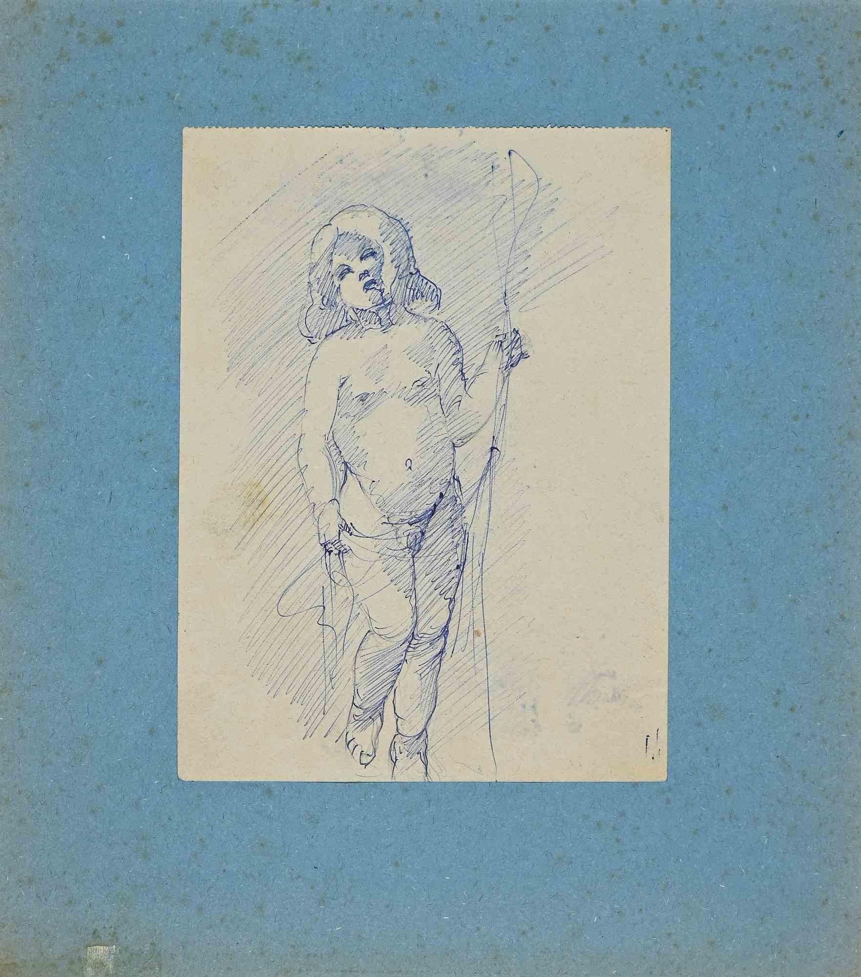 Unknown Figurative Art - Naked of Boy - Original Pen Drawing - Early 20th Century