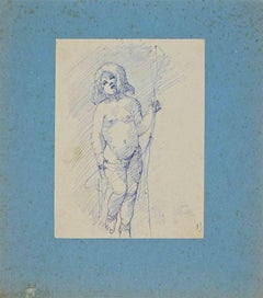 Drawing original « Naked of Boy » (Jeune garçon nu) - Début du 20ème siècle