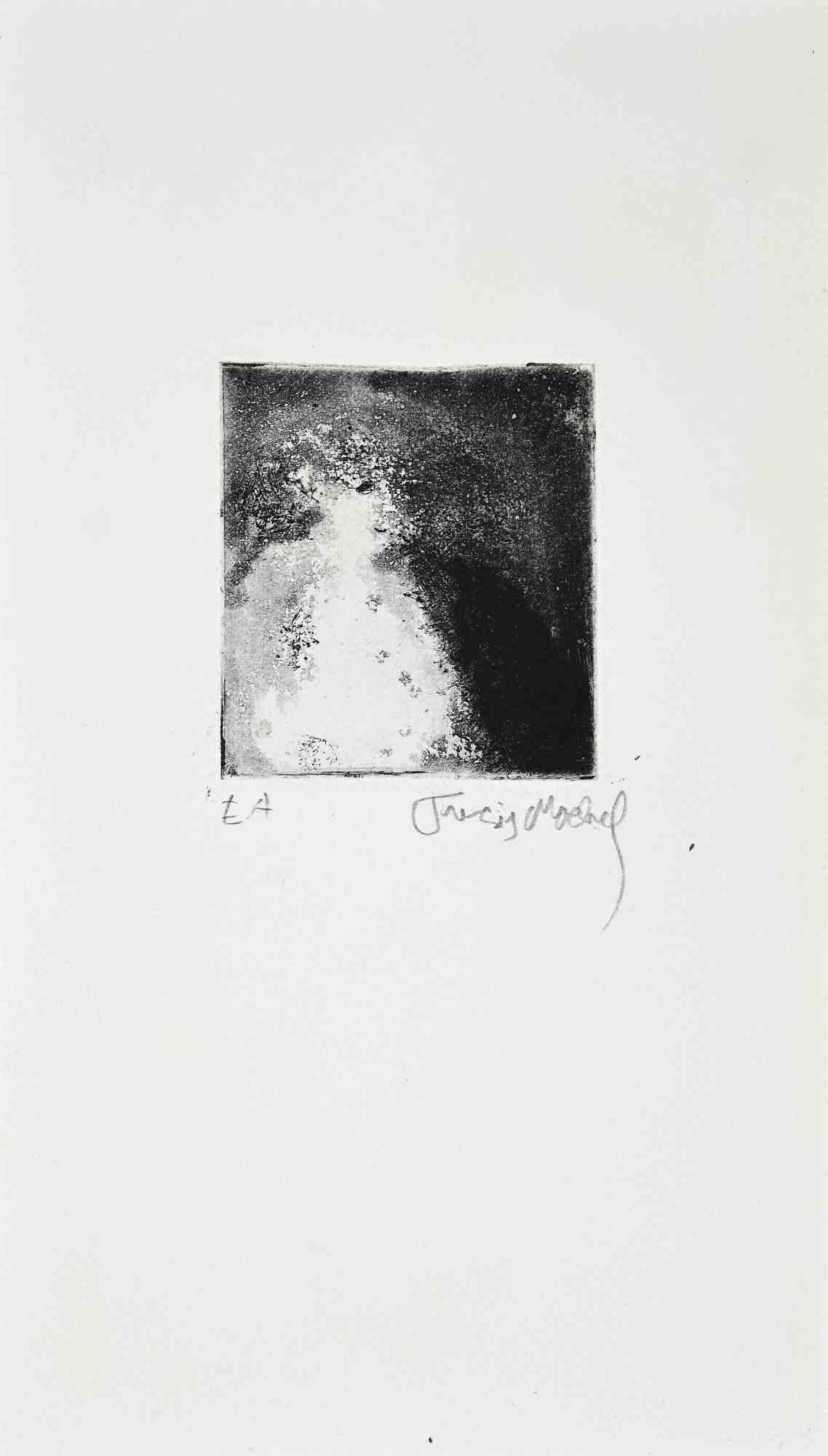 Portrait de femme - eau-forte originale de Francis Mockel  Les années 1960