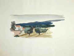 The Landscape - Zeichnung in Aquarell auf Papier von A. Derain - 1933