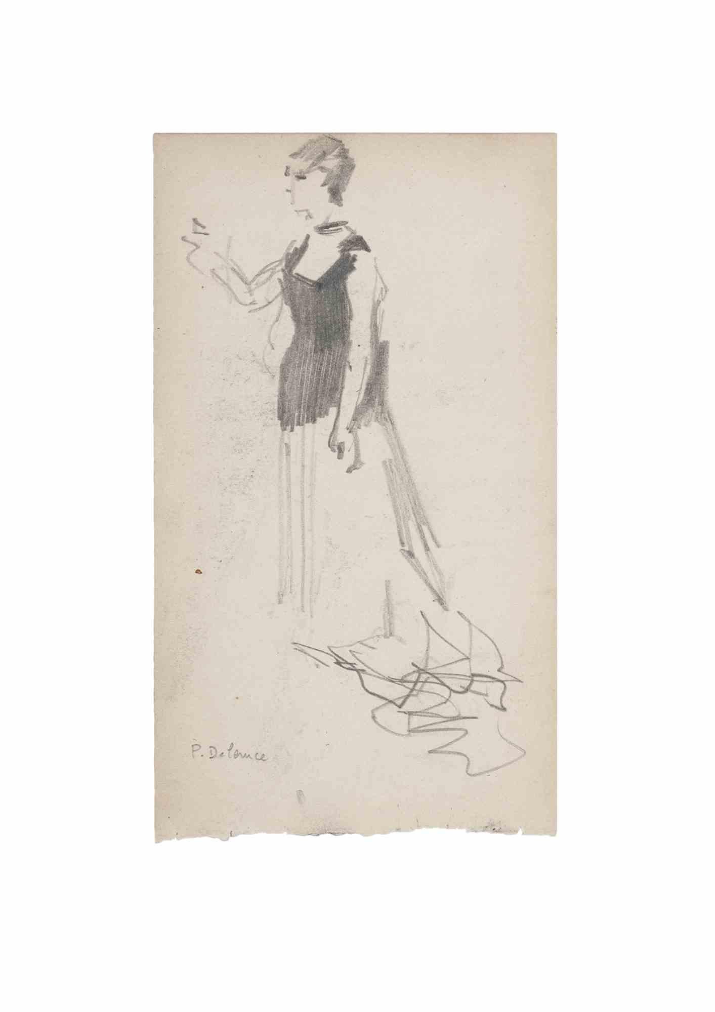 Unknown Figurative Art - Figure - Original Drawing in Pencil - Late 19th Century