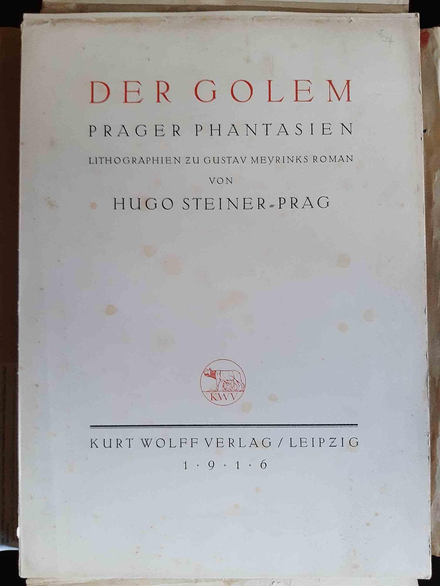 Der Golem. Prager Phantasien is an original modern rare book written by Gustav Meyrink, pseudonym of Gustav Meyer (Wien, January 19, 1868 - Starnberg, December 4, 1932) and illustrated by Hugo Steiner-Prag (Prague, 1880 - New York, 1945) in