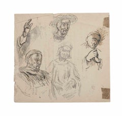 Figures - Original Pencil on Paper - Early 20th Century