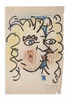 Portrait - Original Watercolor by Frick Mueller - Mid-20th Century