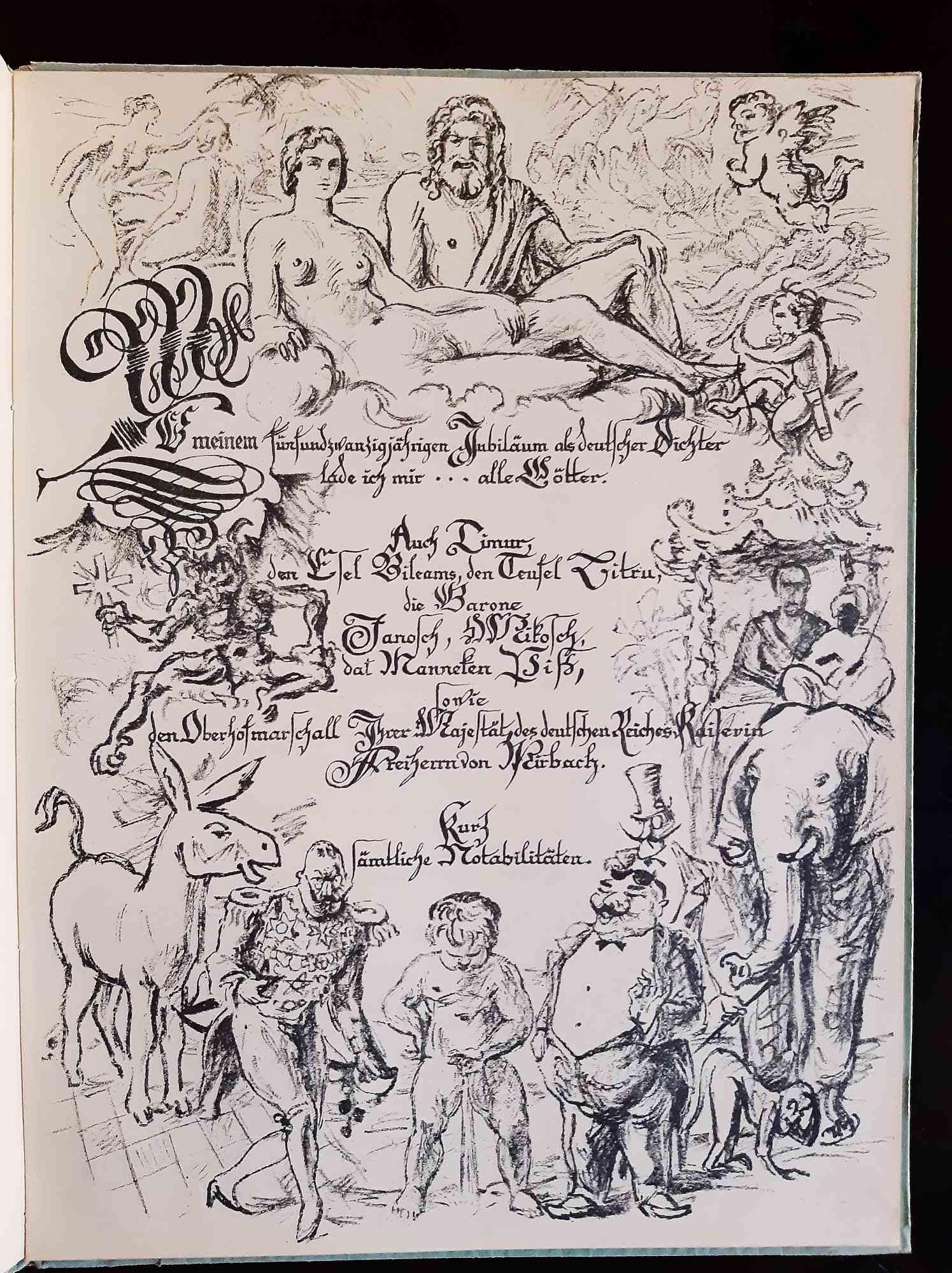 Deutsches Dichterjubilaum is a book written by Arno Holz (1863 – 1929) and illustrated by Hans Steiner (1907-1962) and  in 1923.

Original First Edition.

Published by Werkverlag, Berlin.

Format: Large 4°. The dimensions of the book are