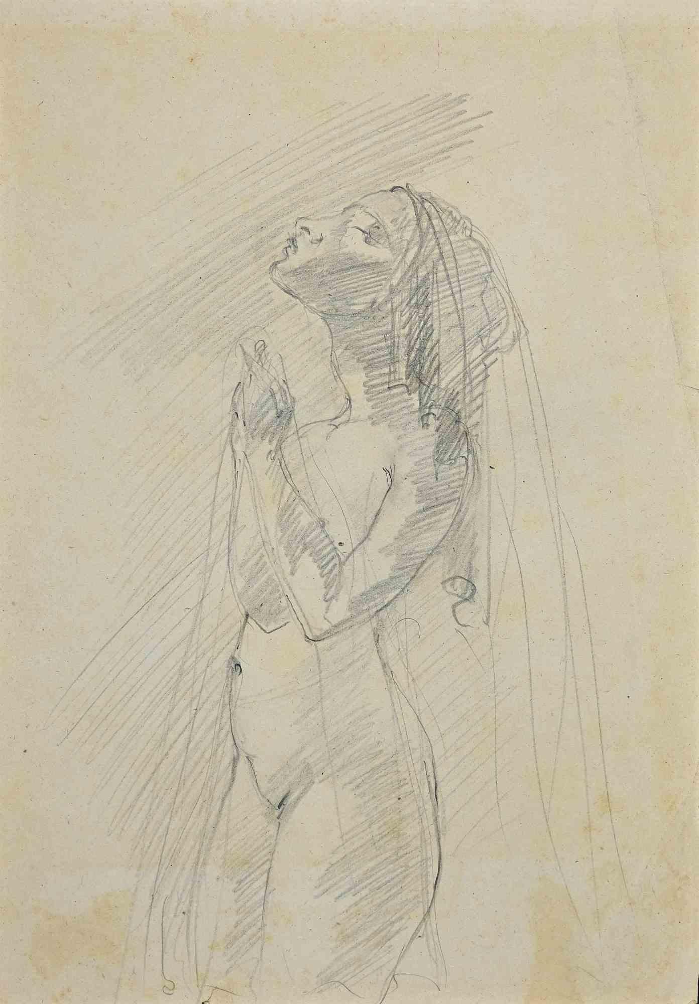 Nude of Woman - Original Pencil Drawing - Early 20th Century
