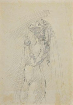 Antique Nude of Woman - Original Pencil Drawing - Early 20th Century