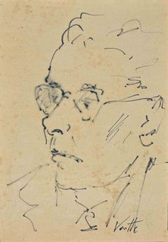 Portrait - Original Pen Drawing by Georges Vernotte - 1950