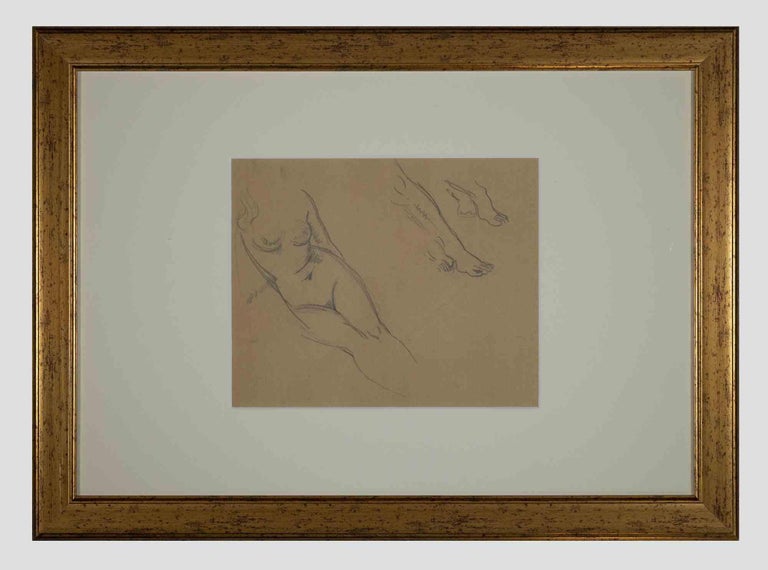 Study of Figure - Original Pencil Drawing by Mino Maccari - Early 1900 - Modern Art by  Mino Maccari