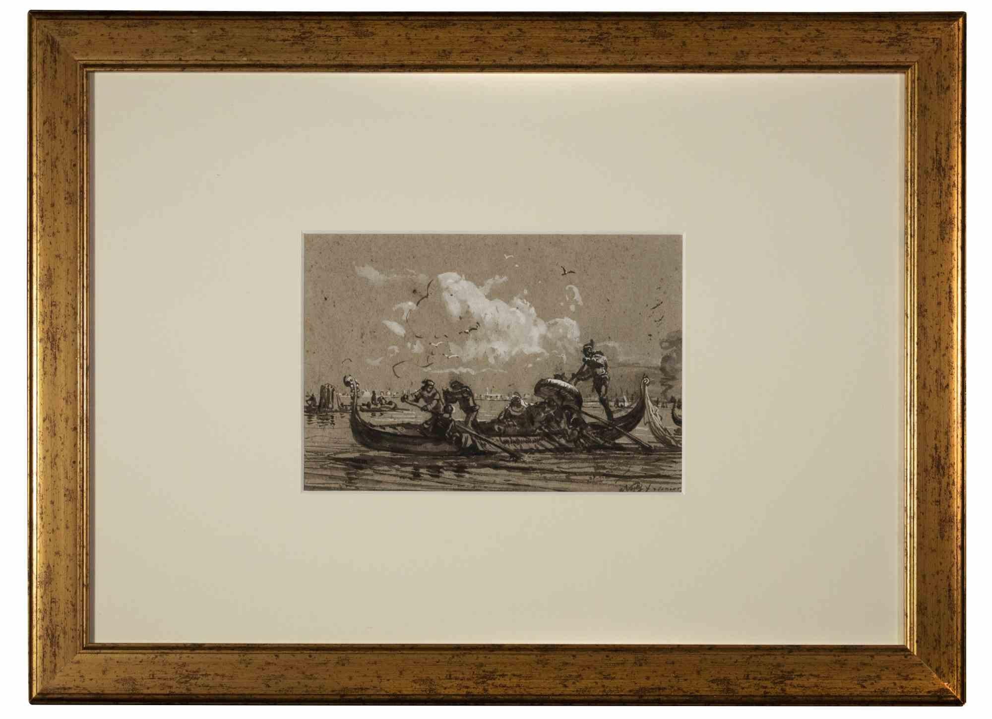 Venice – Original-Aquarell von Friedrich Paul Nerly – 1870er Jahre im Angebot 1