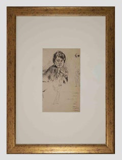 Portrait of Woman - Original Mixed Media by Mino Maccari - Mid-20th Century