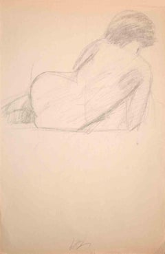 Frau von hinten -  Bleistiftzeichnung von Dimitri Godicky Cwirko – 1970