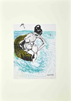 Vintage The Bather - Original Drawing by Gaston Livragne in 1960 ca.