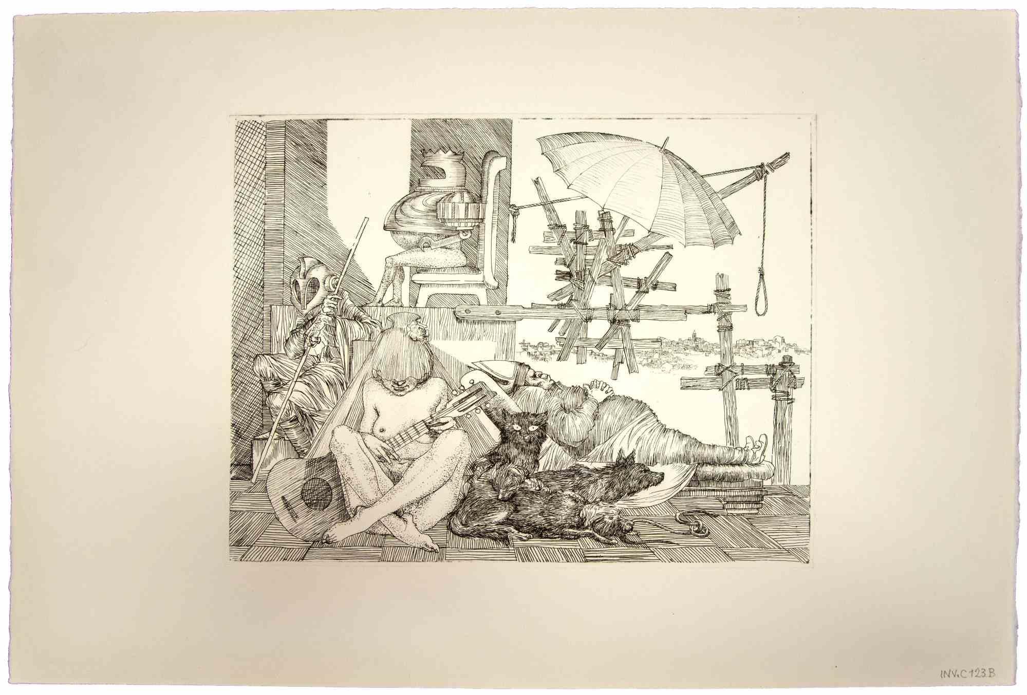 Gli Anni Del Dolore - Original Etching by Leo Guida - 1975