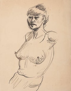 Vintage Nude - Pen Drawing - Mid-20th Century