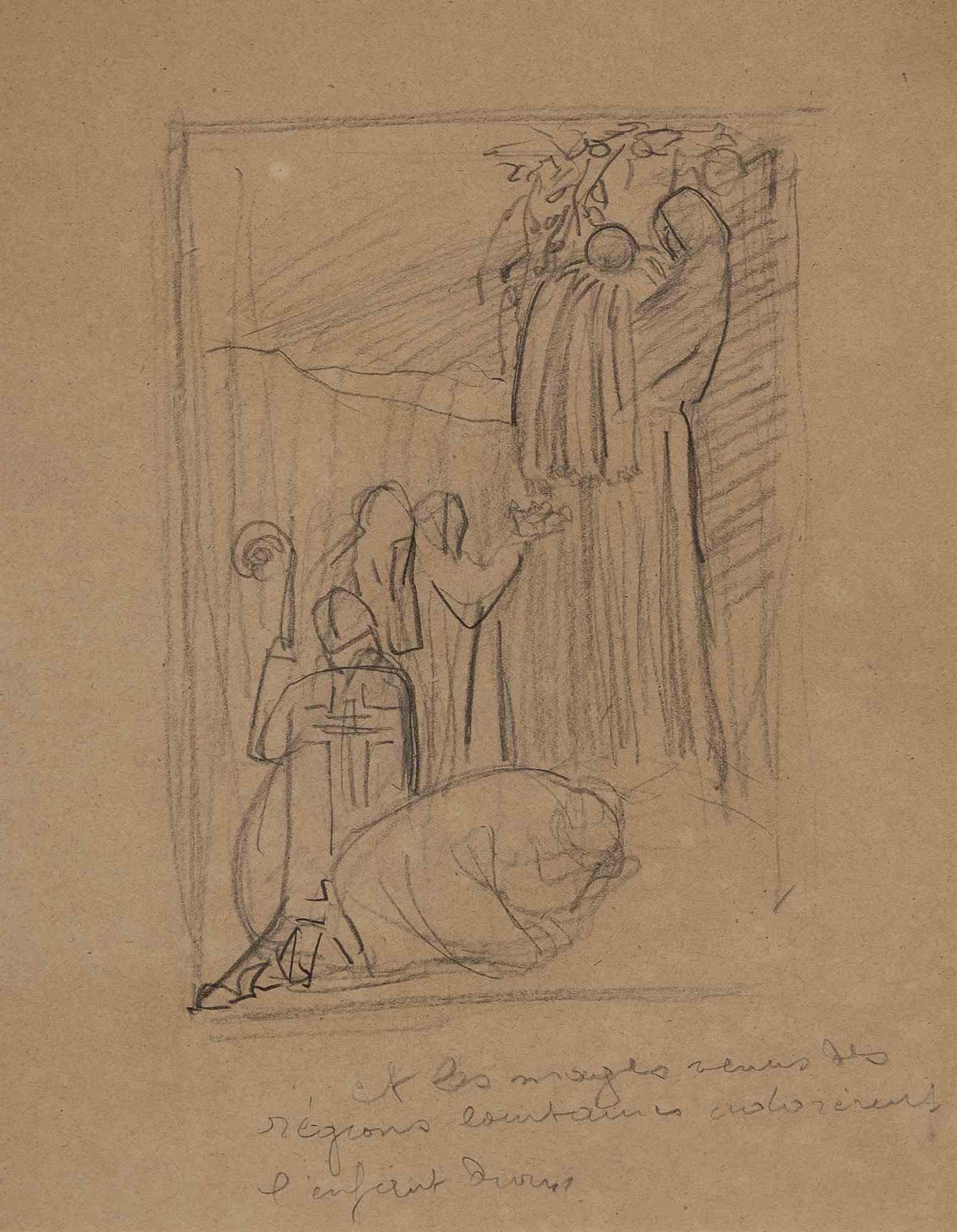 Sacred Scene - Pencil drawing - Early 20th Century - Art by Unknown