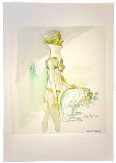 Nude - Original China Ink by Leo Guida - 1970s
