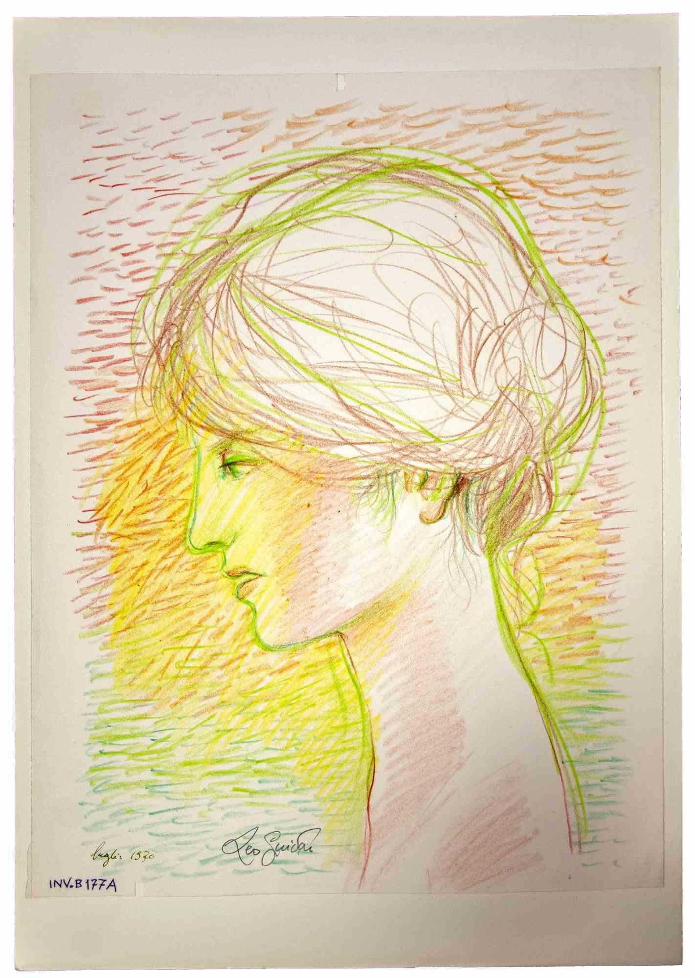 Portraits is an original Contemporary artwork realized  in 1970  by the italian Contemporary artist  Leo Guida  (1992 - 2017).

Original drawing in pastel and watercolor on ivory-colored paper, glued on cardboard (50 x 35 cm)
 
Hand-signed and dated