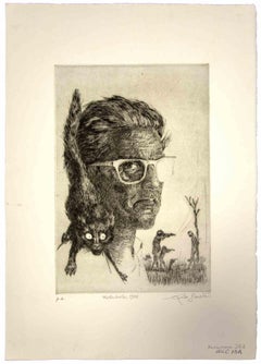 Vintage Self-Portrait - Original Print by Leo Guida - 1965