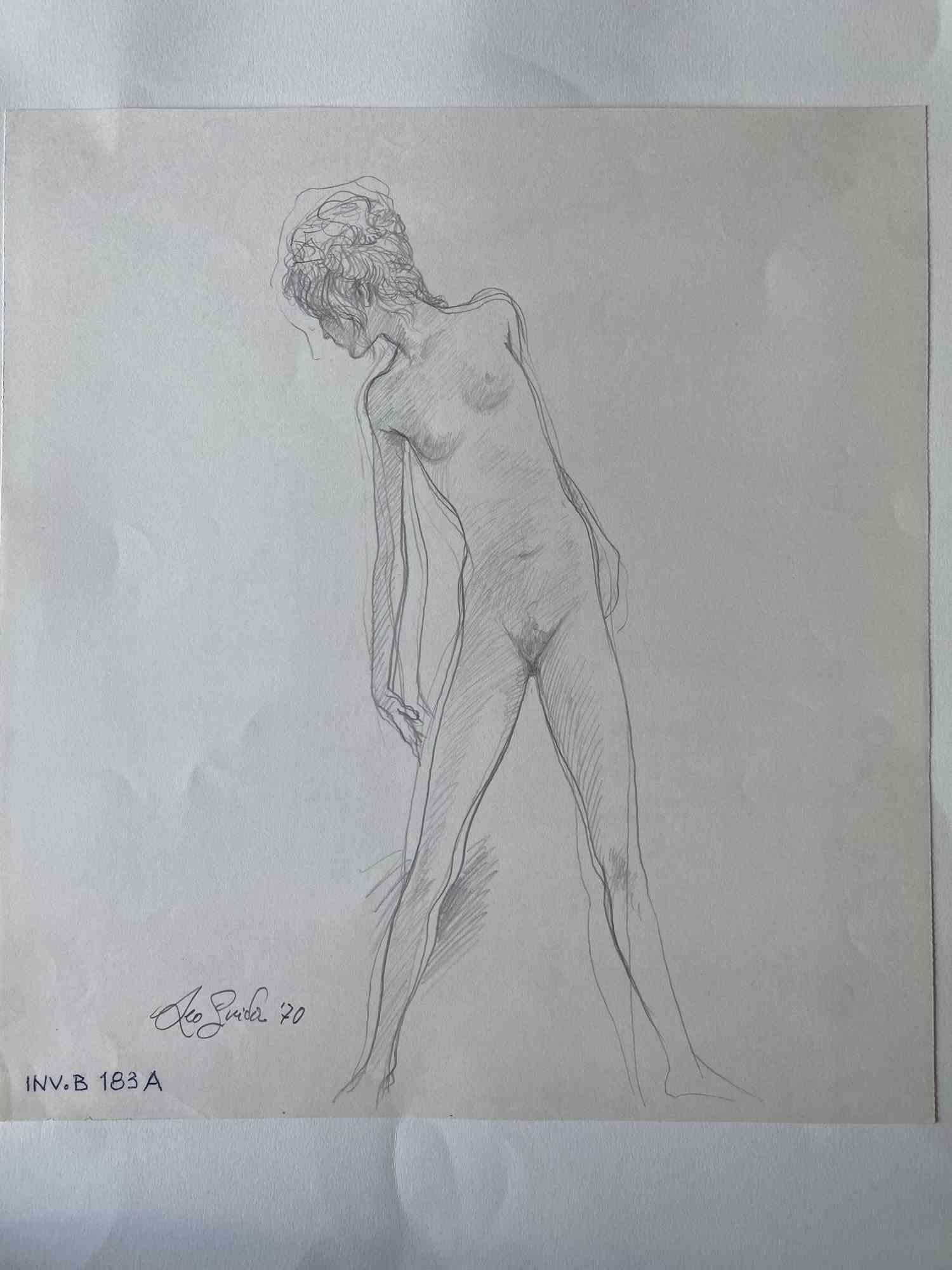 Aktzeichnung – Zeichnung von Leo Guida – 1970  im Angebot 1