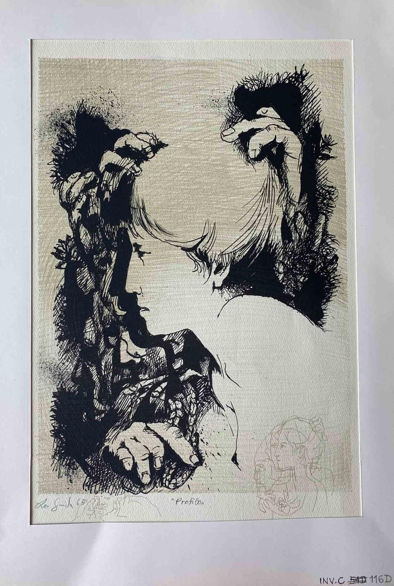 Portrait ist ein Original-Kunstwerk, das 1965 von dem italienischen zeitgenössischen Künstler Leo Guida geschaffen wurde  (1992 - 2017).

Original Radierung und Aquatinta auf elfenbeinfarbenem Papier, mit Karton (50 x 35 cm)
 
Am unteren Rand
