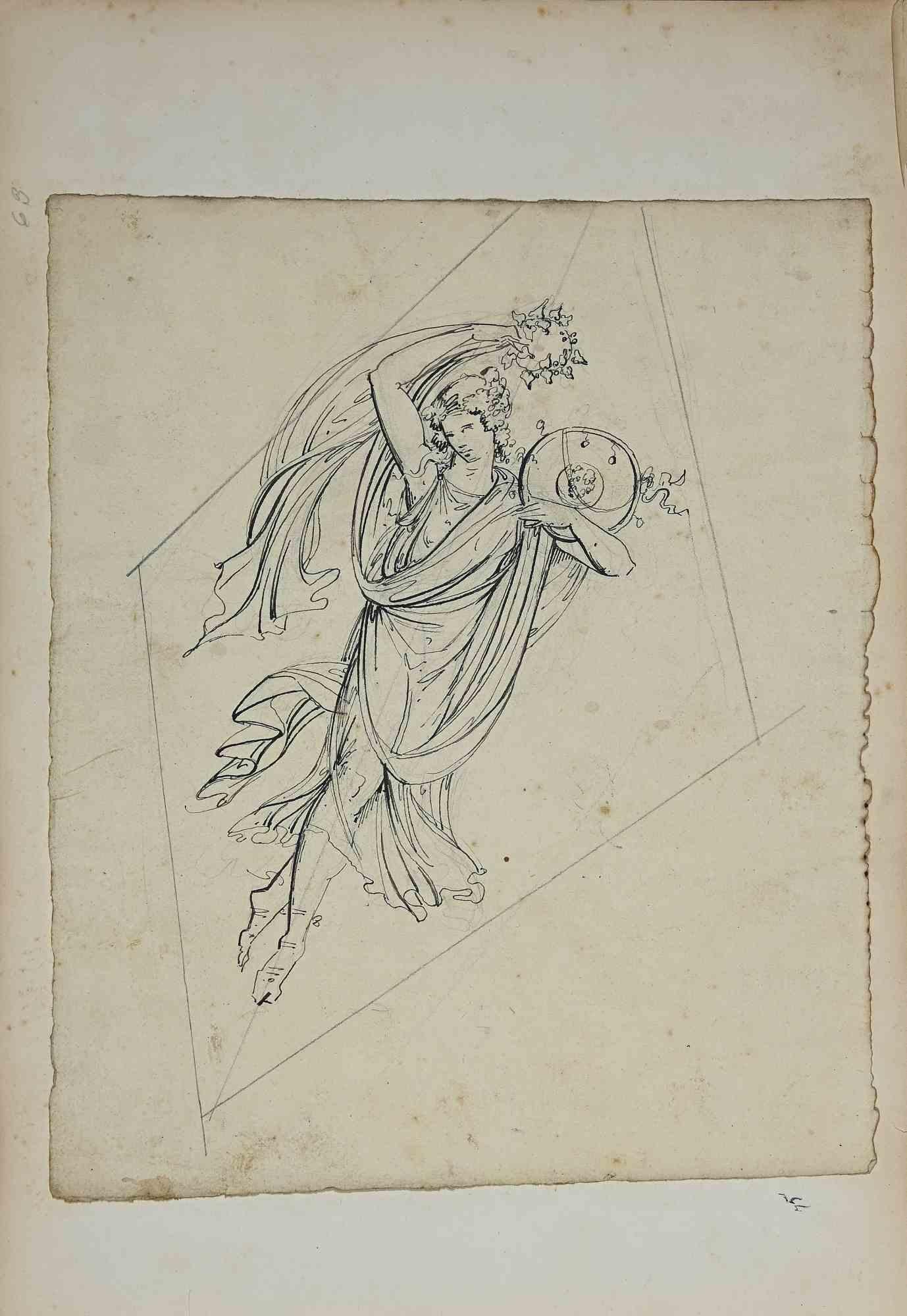 Athena Goddess - Original Drawing - Early 20th Century