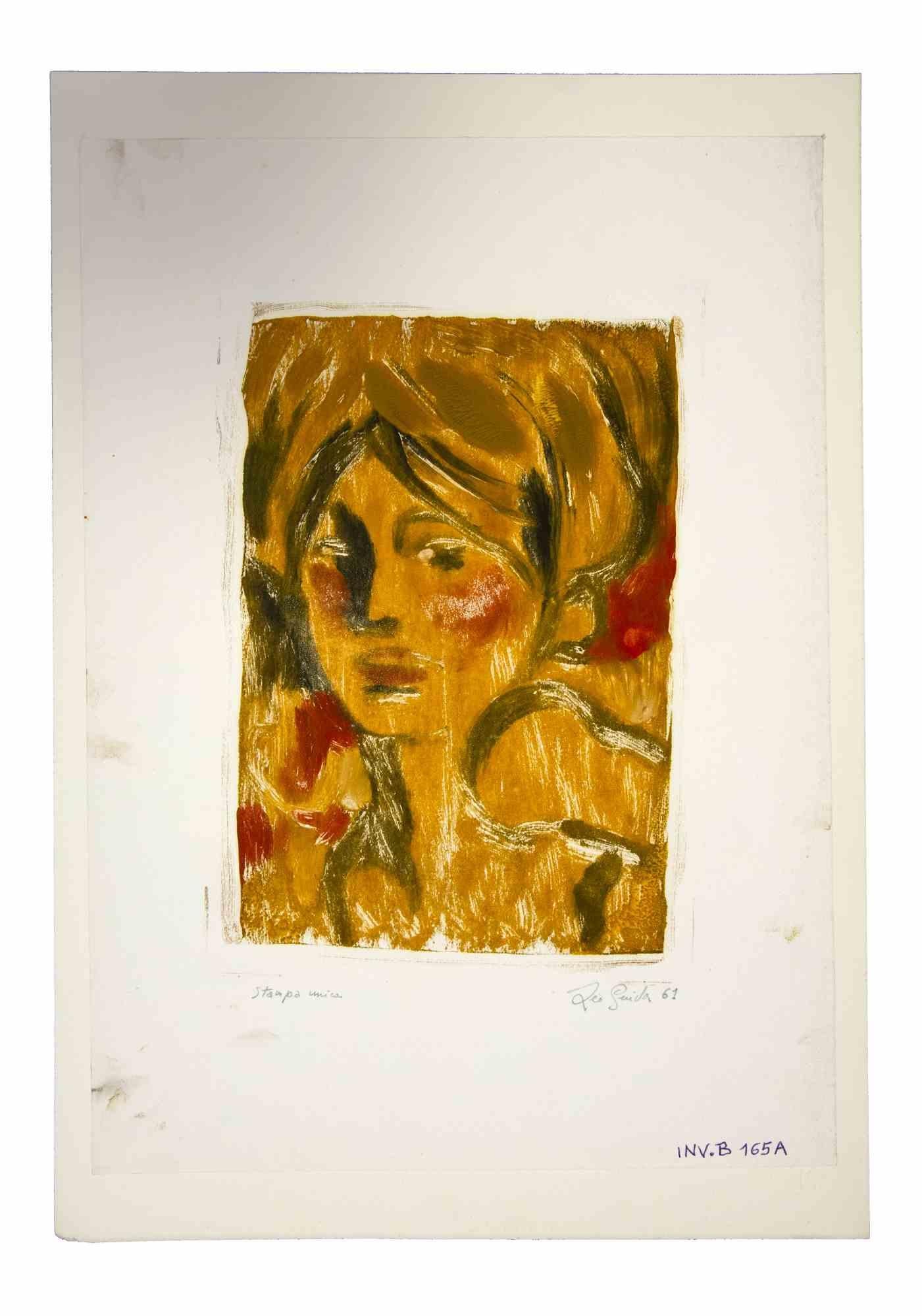 Portrait is an original Contemporary artwork realized in 1961 by the italian Contemporary artist  Leo Guida  (1992 - 2017).

Original drawing in mixed media on ivory-colored paper, glued on cardboard (50 x 35 cm)
 
Hand-signed and dated on the lower